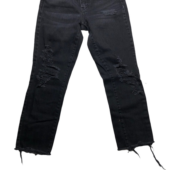 PacSun Faded Black 100% Cotton Mid Rise Distressed Ankle Mom Jeans - Picture 4 of 16